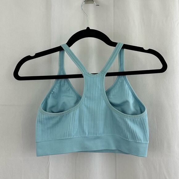 Light Blue Seamless Sans Couture Ribbed Nike Sports Bra Womens Size M/L - Picture 5 of 6